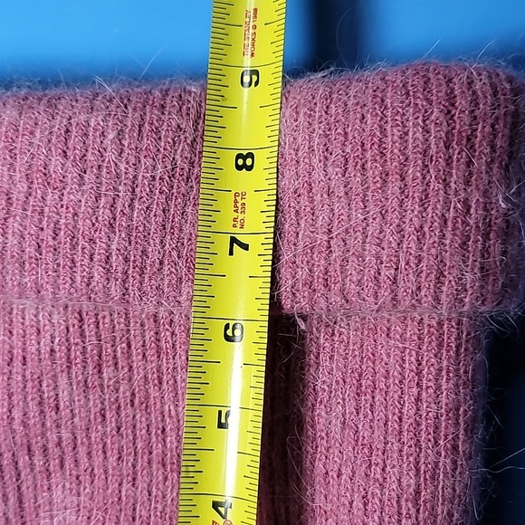 Stocking cap dusty rose acrylic knit faux mohair double layer  Barbiecore - Picture 7 of 7